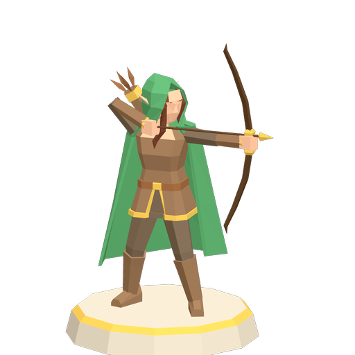 Artemis tower: green cloaked archer drawing a bow