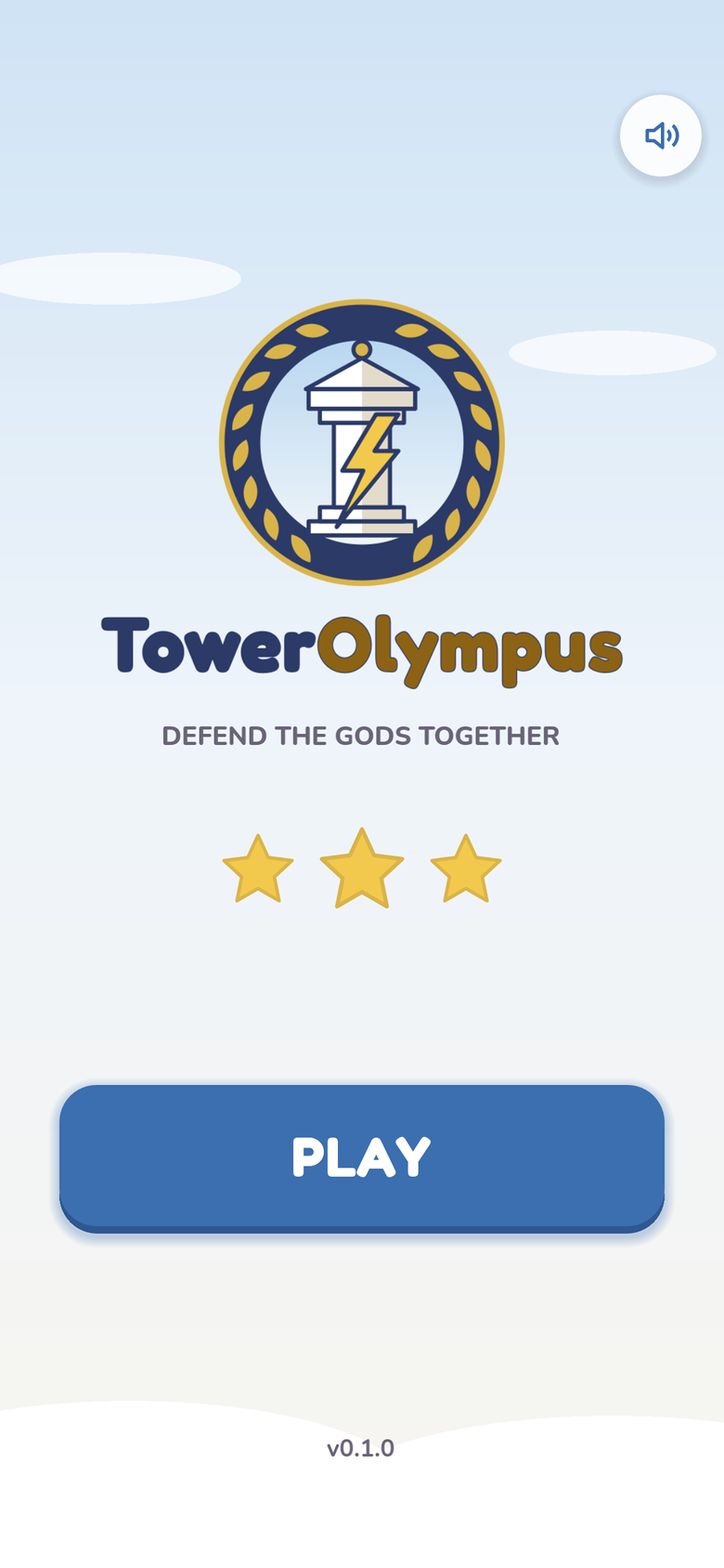 TowerOlympus start screen with the Play button